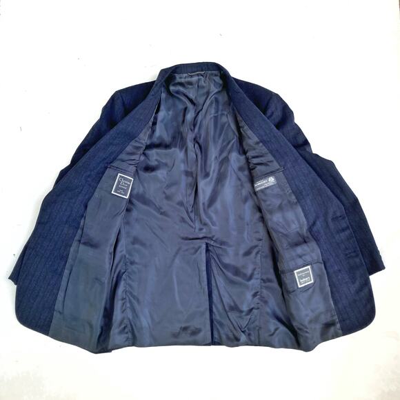 Dior Vintage Navy Pinstriped Wool Dinner Jacket Blazer Classic Tailoring Staple - Picture 8 of 16